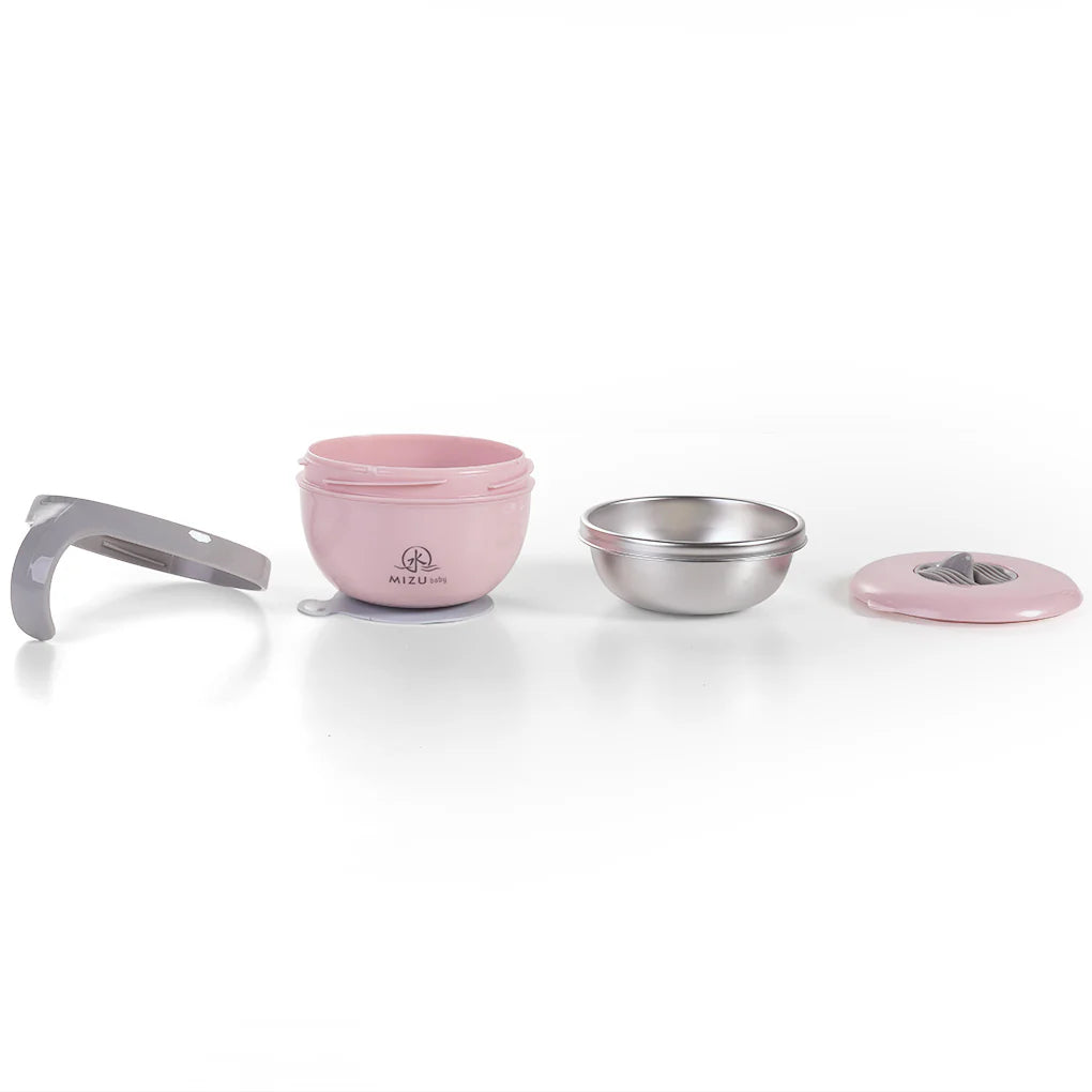 Piatto contenitore termico pappa caldo rosa Mizu